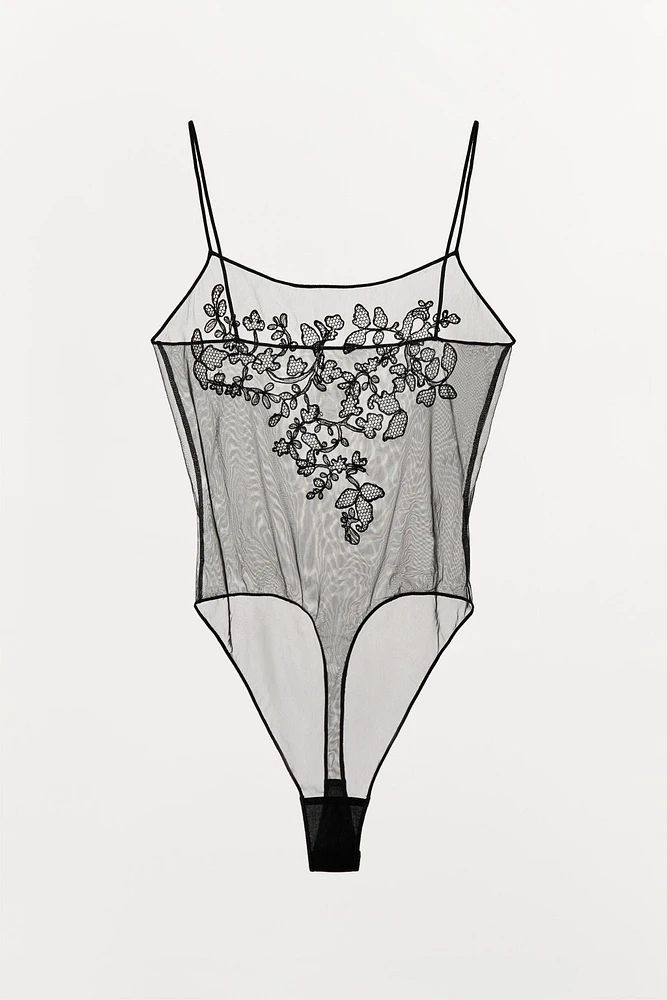 BODY MESH BRODERIES FLEURIES
