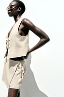 BEADED LINEN VEST