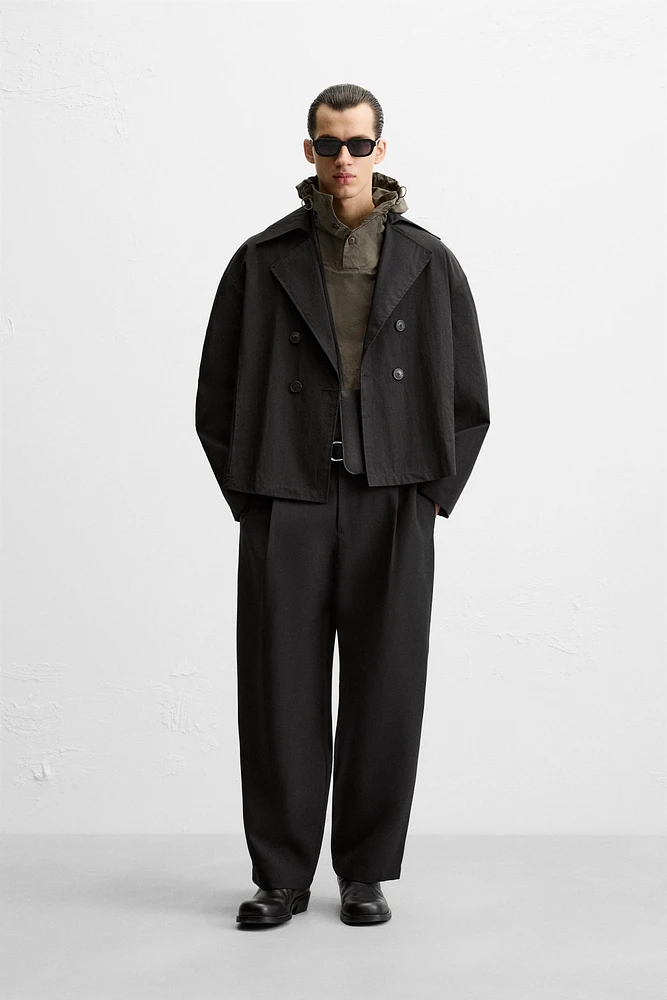 SHORT TECHNICAL FABRIC TRENCH COAT