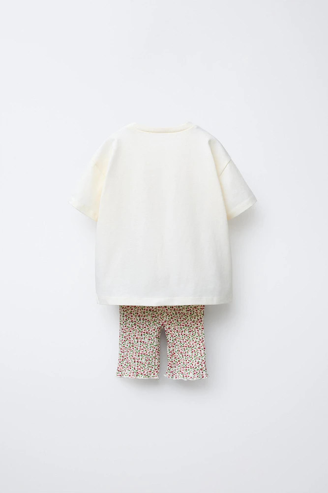 JOGGING SET CYCLING RIB T-SHIRT AND LEGGINGS