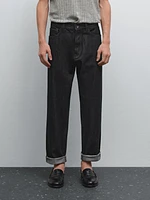 Tapered fit cotton selvedge jeans