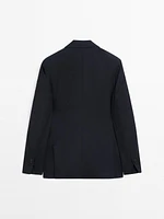 Pinstripe wool suit blazer