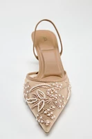 EMBROIDERED MESH SLINGBACK SHOES