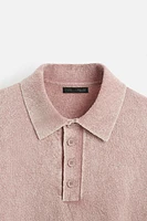 WASHED BOUCLÉ KNIT POLO SHIRT