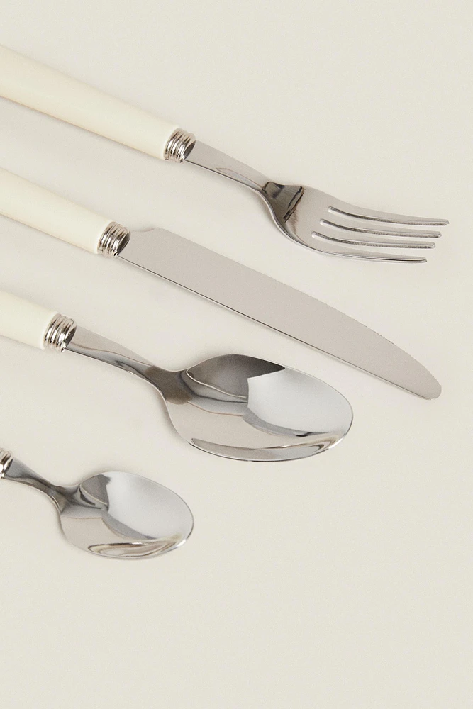 4-PIECE FLATWARE SET WITH CREAM HANDLE