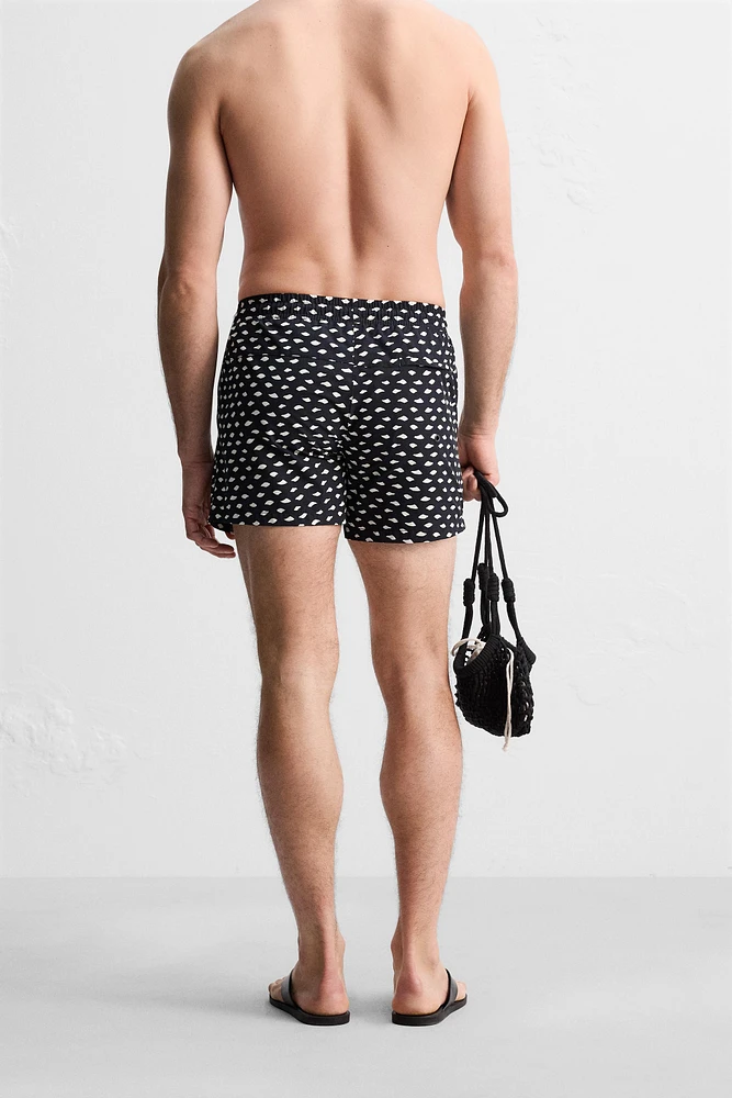 ABSTRACT PRINT SHORT SWIMMING TRUNKS
