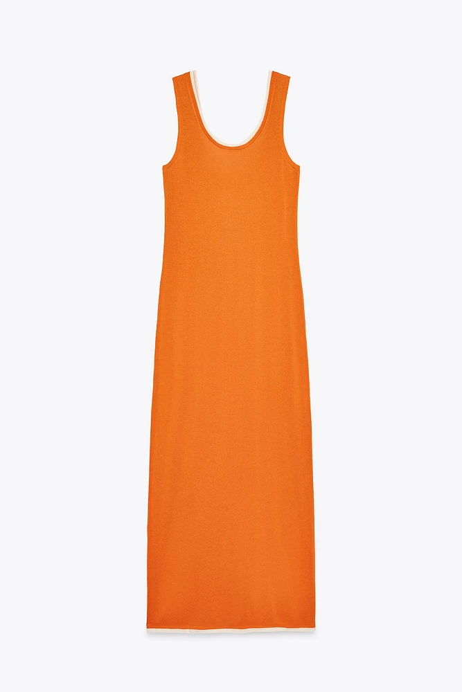 ROBE LONGUE EN MAILLE FINITIONS DOUBLE ÉPAISSEUR