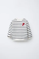 STRIPED SWEATSHIRT WITH LOBSTER EMBROIDERY