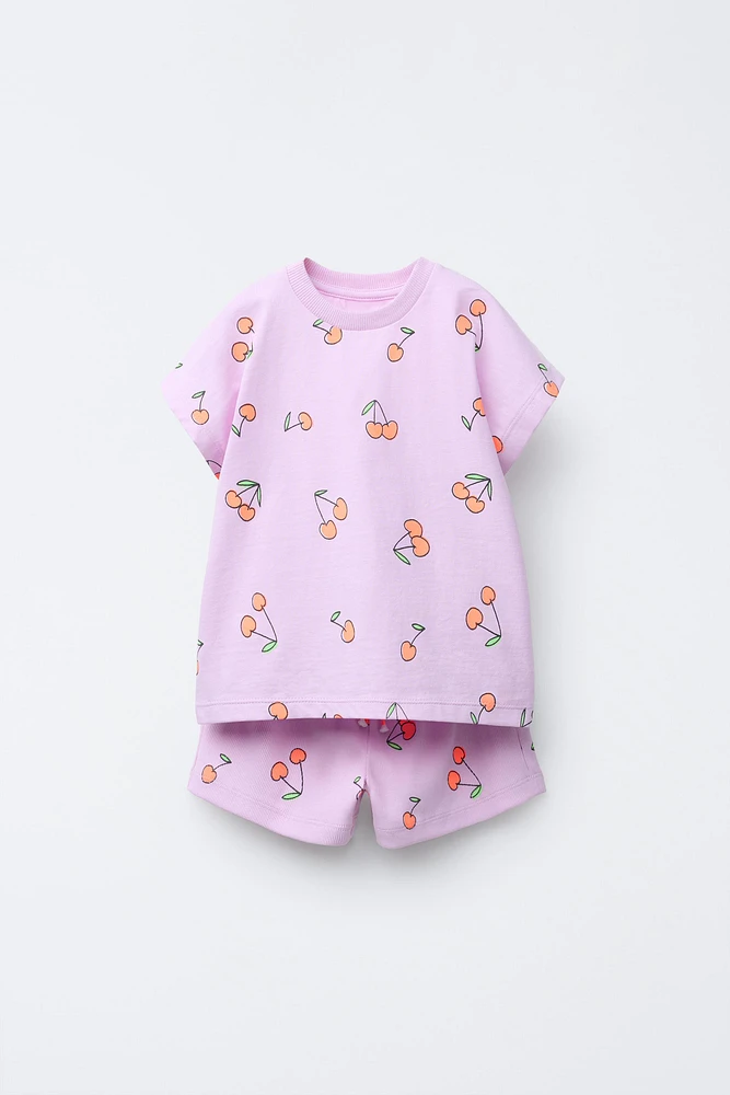 ENSEMBLE T-SHIRT ET BERMUDA RIB IMPRIMÉ