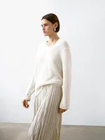 Cotton blend V-neck sweater