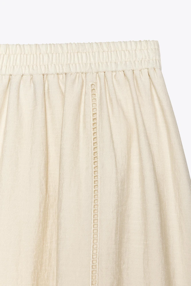 EMBROIDERED EYELET MIDI SKIRT