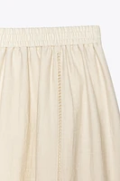 EMBROIDERED EYELET MIDI SKIRT