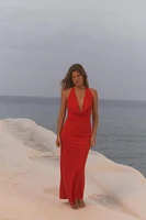 ROBE LONGUE HALTER DRAPÉE