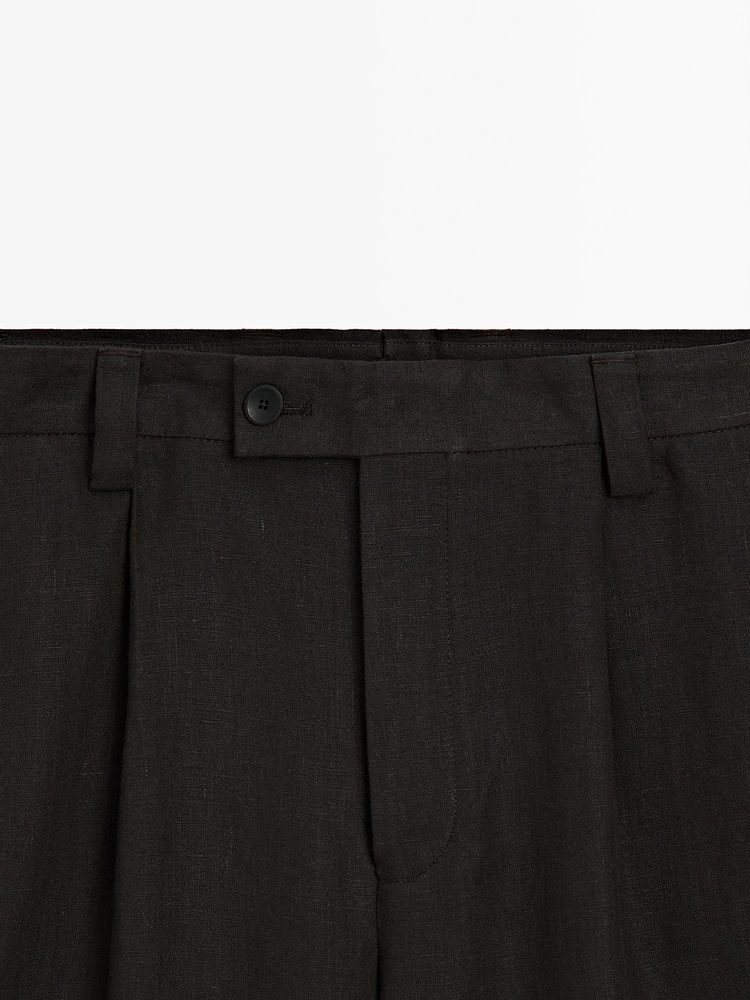 Pantalon à pince en serge 100 % lin - Limited Edition