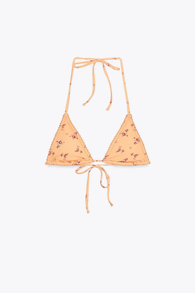 HAUT DE BIKINI FLEURS ET DENTELLE