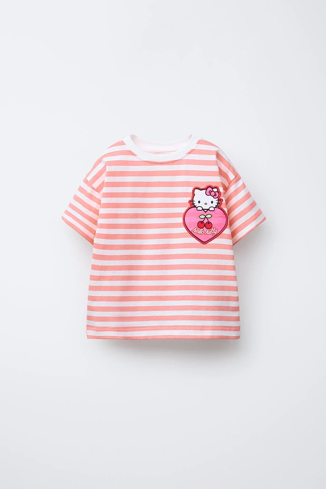 T-SHIRT PIÈCES ET IMPRIMÉ RAYURES HELLO KITTY © SANRIO