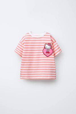 T-SHIRT PIÈCES ET IMPRIMÉ RAYURES HELLO KITTY © SANRIO
