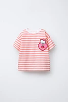 T-SHIRT PIÈCES ET IMPRIMÉ RAYURES HELLO KITTY © SANRIO