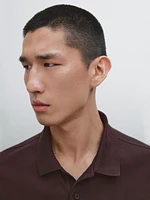 Micro textured piqué cotton polo shirt