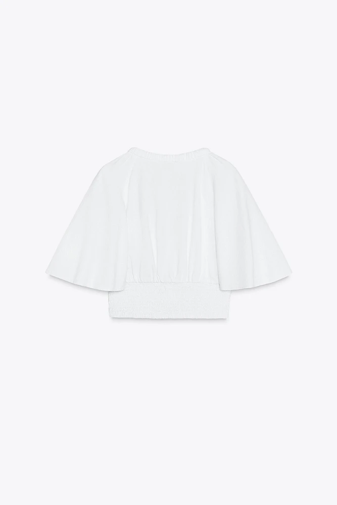 BLOUSE MANCHES VOLANTÉES AVEC LIN