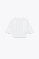 BLOUSE MANCHES VOLANTÉES AVEC LIN
