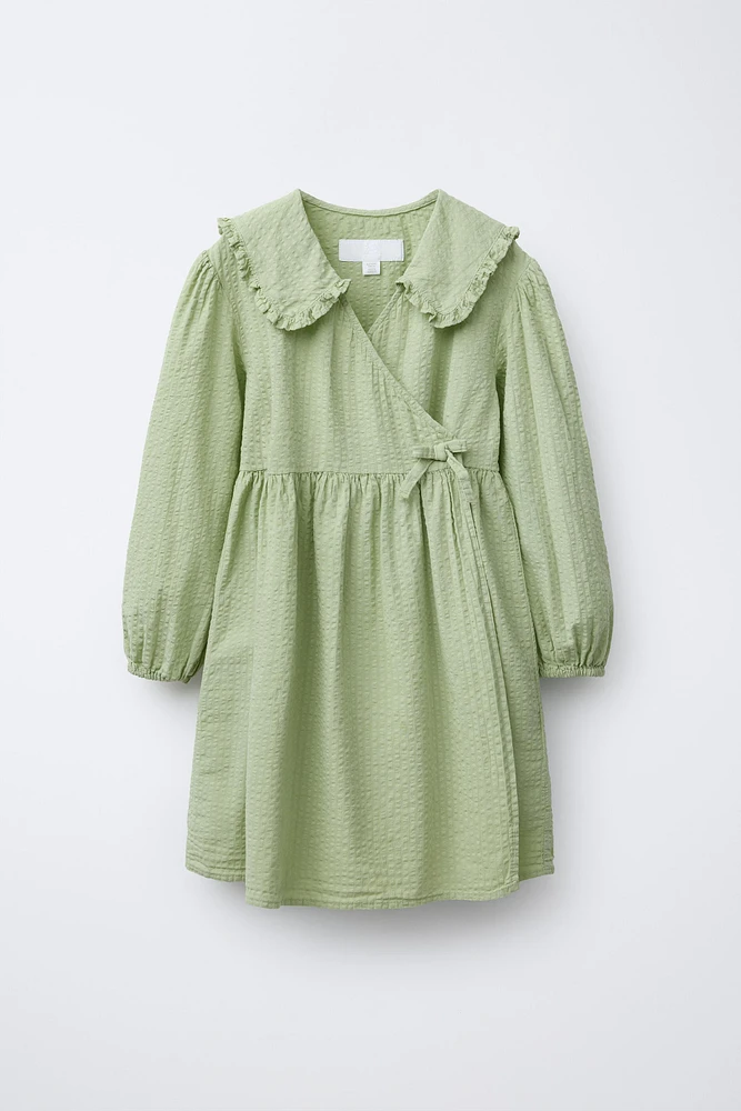 TEXTURED PETER PAN COLLAR DRESS