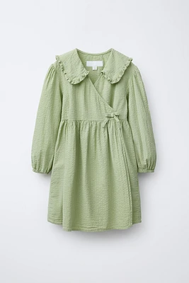 TEXTURED PETER PAN COLLAR DRESS