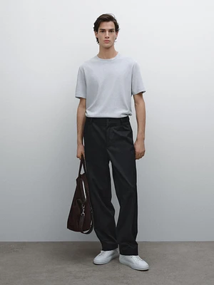 Short-sleeved T-shirt with linen