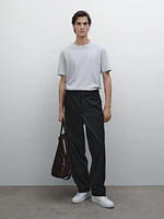 Short-sleeved T-shirt with linen