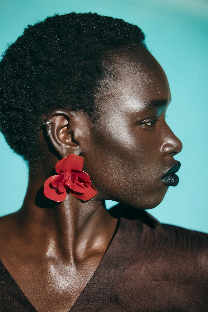 BOUCLES D'OREILLES FLEURS EN RELIEF