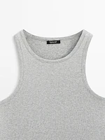 Round neck top with shimmery detail