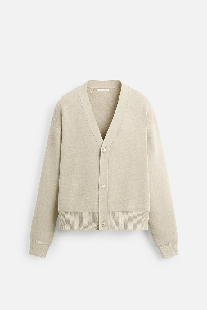 TEXTURED COTTON CARDIGAN