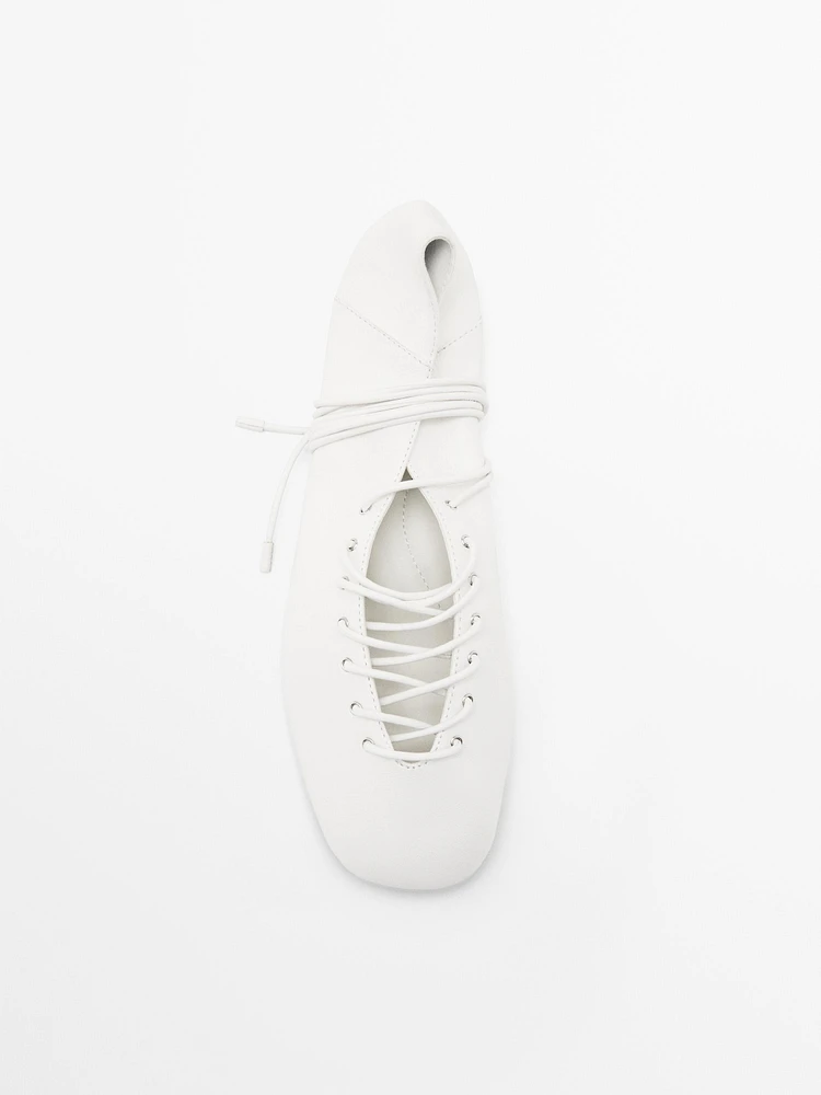 Lace-up ballet flats