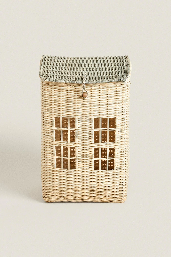 KIDS’ RATTAN HOUSE BASKET