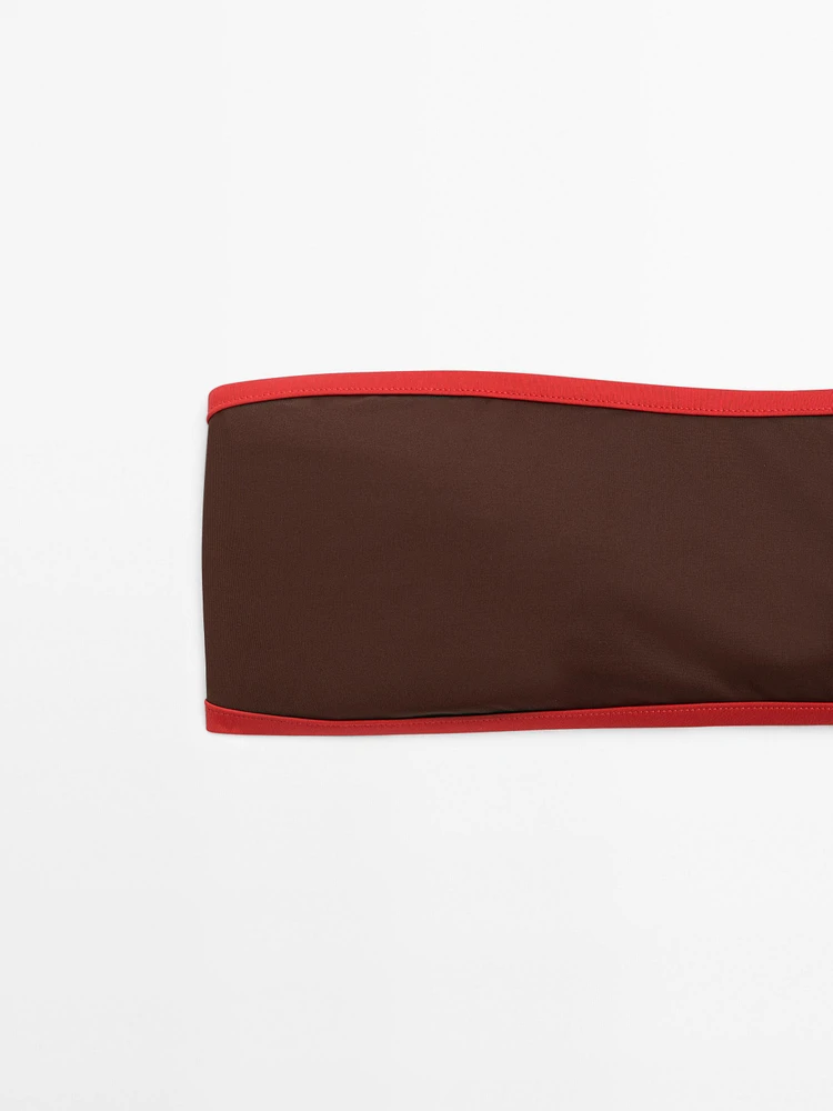 Haut de bikini bandeau contrastant
