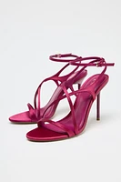 SATIN EFFECT HEELED SANDALS