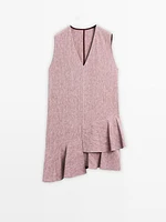 100% linen ruffled mini dress