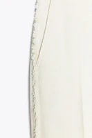 STRAIGHT LEG PANTS WITH FRAYED SIDE STRIPE