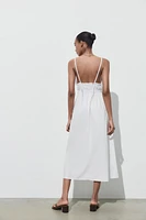 POPLIN MIDI DRESS WITH STRAPS