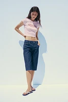 TRF MID-RISE CAPRI DENIM SHORTS