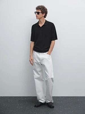 Polo manches courtes en maille texturée