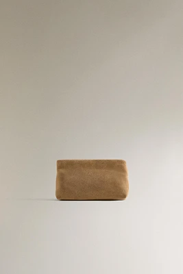 SMALL SPLIT SUEDE MAKEUP BAG