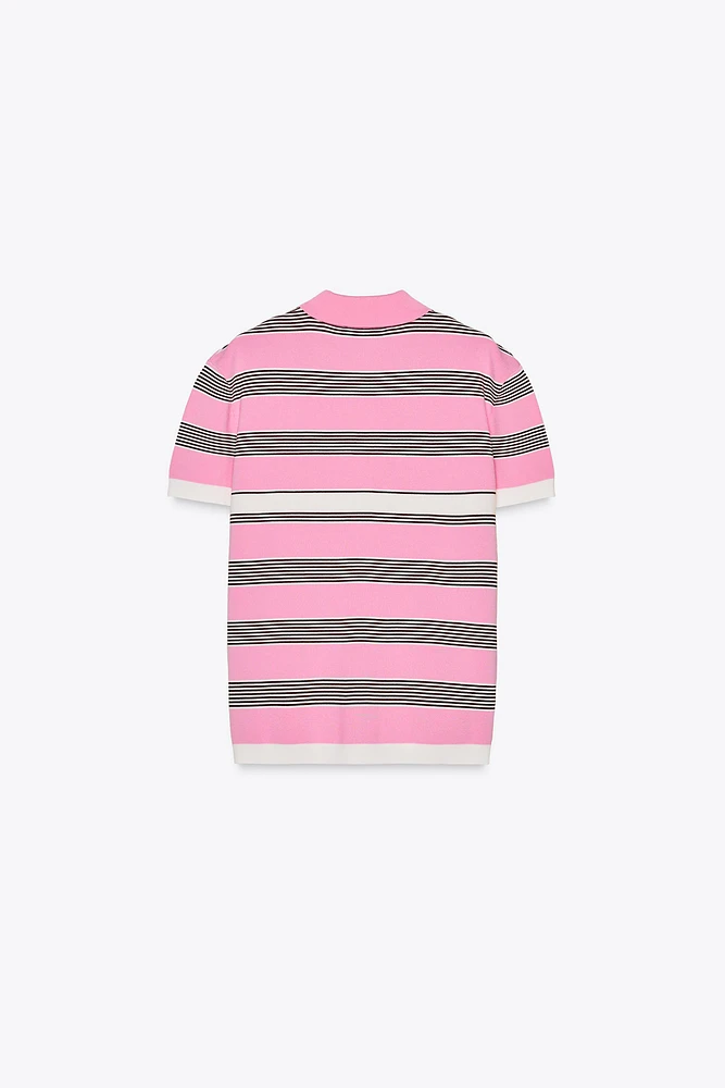 STRIPED KNIT POLO SHIRT