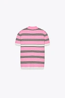 STRIPED KNIT POLO SHIRT