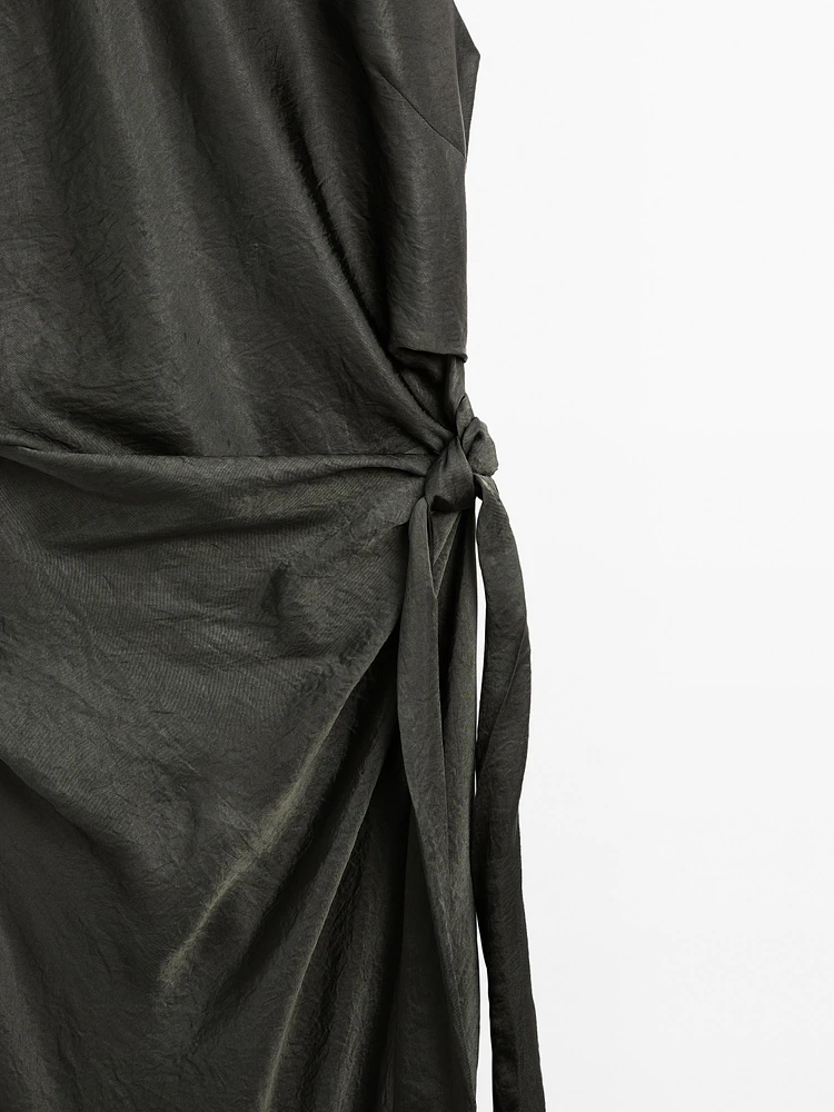 Satin midi dress with bow detail - Studio