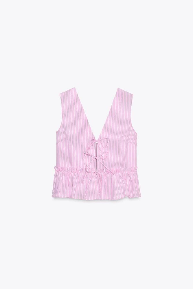 STRIPED TIE TOP