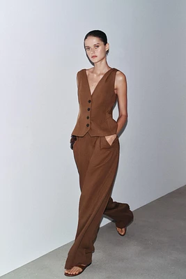 LINEN BLEND PLEATED PANTS ZW COLLECTION