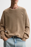 ACID WASH RIPPED SWEATER