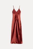 SATIN EFFECT MIDI DRESS