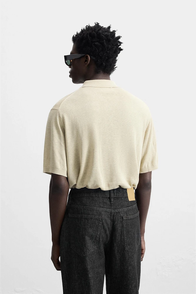 KNIT SILK LINEN POLO SHIRT